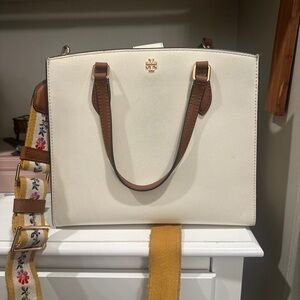 Tory Burch Cream and Brown Shoulder Bag